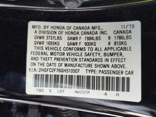 2016 Honda Civic Sedan EX with VIN 2HGFC2F76GH510507, listed as a IAAI auction lot 41915135 with 106,777 mi miles. Bid and sale history available at carsss.com. Image 9.