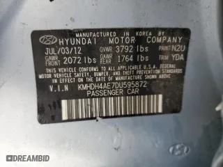 2013 Hyundai Elantra Limited with VIN KMHDH4AE7DU595872, listed as a Copart auction lot 52130425 with 0 mi miles and Salvage Title. Bid and sale history available at carsss.com. Image 12.
