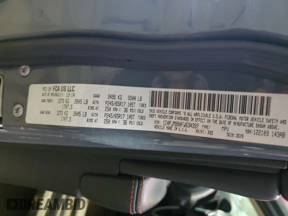 2015 Jeep Cherokee Trailhawk z VIN 1C4PJMBB0FW634397, wystawiony jako Copart lot #45812515 z przebiegiem 109 158 mil mil oraz Szkoda całkowita • Salvage title. Historia ofert i sprzedaży dostępna na DreamBid. Obrazek 13.