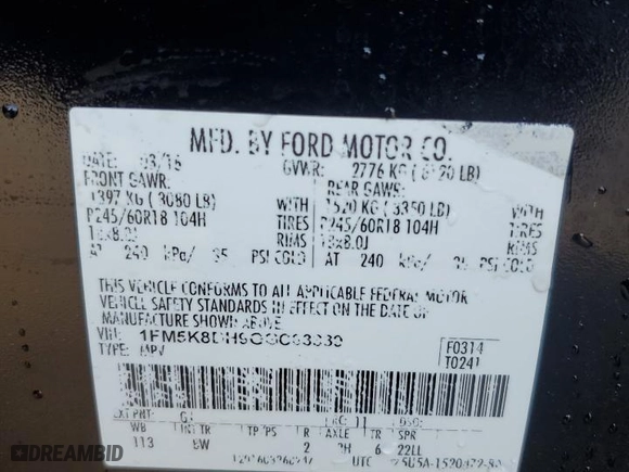 2016 Ford Explorer XLT with VIN 1FM5K8DH9GGC63339, listed as a Copart auction lot 76563044 with 133,752 mi miles and Salvage Title. Bid and sale history available at carsss.com. Image 14.
