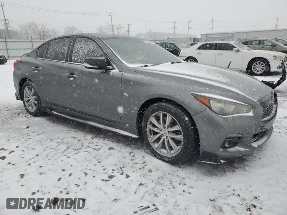 2014 Infiniti Q50 Premium with VIN JN1BV7AR5EM693165, listed as a Copart auction lot 44859235 with 0 mi miles and Salvage Title. Bid and sale history available at carsss.com. Image 4.