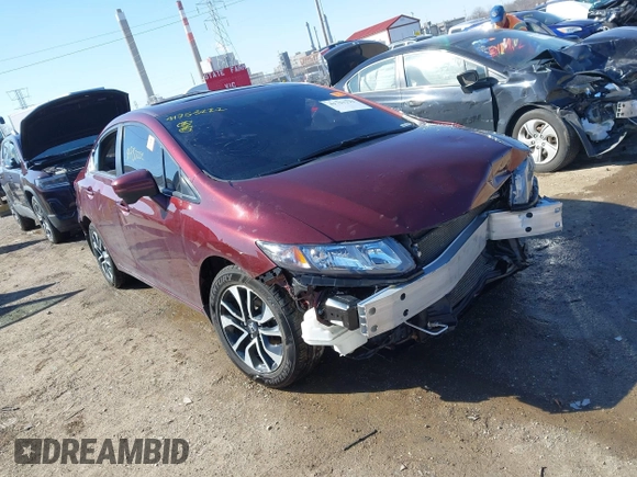 2015 Honda Civic EX with VIN 19XFB2F89FE073610, listed as a IAAI auction lot 41753222 with 121,100 mi miles and . Bid and sale history available at carsss.com. Image 1.