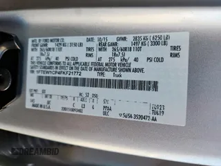 2015 Ford F-150 XL with VIN 1FTEW1CP4FKF21772, listed as a Copart auction lot 62910215 with 216,289 mi miles and Clean title. Bid and sale history available at DreamBid. Image 12.