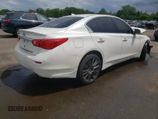 2016 Infiniti Q50 Red Sport 400 with VIN JN1FV7AR4GM450371, listed as a Copart auction lot 57093805 with 101,097 mi miles and Non repairable. Bid and sale history available at DreamBid. Image 3.