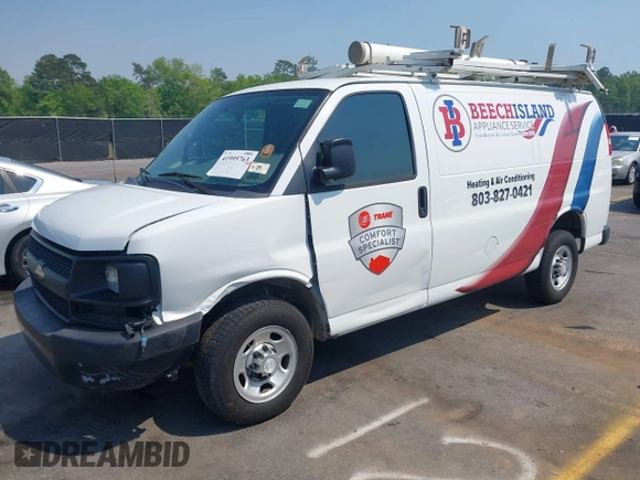 2015 Chevrolet Express Cargo Van with VIN 1GCWGFCF8F1255703, listed as a IAAI auction lot 41995763 with 215,212 mi miles. Bid and sale history available at carsss.com. Image 17.