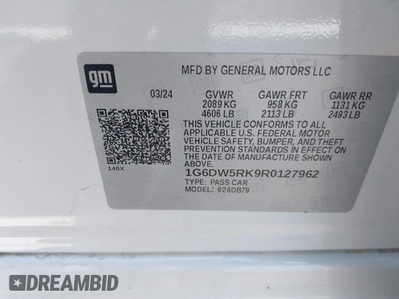 2024 Cadillac CT5 Luxury with VIN 1G6DW5RK9R0127962, listed as a IAAI auction lot 42548395 with 24,327 mi miles and . Bid and sale history available at DreamBid. Image 9.