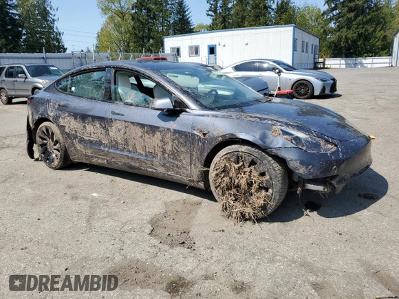 2022 Tesla Model 3 Performance with VIN 5YJ3E1EC1NF262416, listed as a Copart auction lot 54356025 with Not Provided miles and Salvage Title. Bid and sale history available at DreamBid. Image 4.