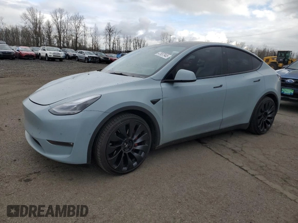 2022 Tesla Model Y Performance with VIN 7SAYGDEF2NF416730, listed as a Copart auction lot 47657945 with 40,738 mi miles and Salvage Title. Bid and sale history available at DreamBid. Image 1.