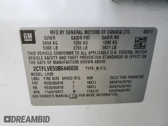 2011 GMC Terrain SLT-1 z VIN 2CTFLVE59B6448836, wystawiony jako Copart lot #58083495 z przebiegiem 214 092 mil mil oraz Czysty tytuł • Clean title. Historia ofert i sprzedaży dostępna na DreamBid. Obrazek 13.
