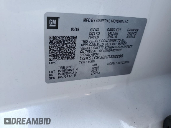 2019 GMC Yukon Denali with VIN 1GKS1CKJ8KR353280, listed as a Copart auction lot 77316454 with 74,476 mi miles and Salvage Title. Bid and sale history available at carsss.com. Image 12.