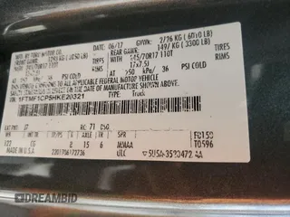 2017 Ford F-150 XL z VIN 1FTMF1CP5HKE20321, wystawiony jako Copart lot #57850035 z przebiegiem 179 640 mil mil oraz Szkoda całkowita • Salvage title. Historia ofert i sprzedaży dostępna na DreamBid. Obrazek 12.