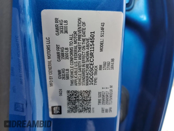 2024 Chevrolet Colorado 2WD LT с VIN 1GCGSCEC5R1154501, выставлен на аукционе Copart как лот 53516525 с пробегом 14 861 миль миль и Списание • Salvage title. История ставок и продаж доступна на DreamBid. Изображение 12.