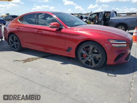 2022 Genesis G70 3.3T with VIN KMTG54TE8NU083354, listed as a Copart auction lot 67555174 with 15,423 mi miles and Salvage Title. Bid and sale history available at carsss.com. Image 4.