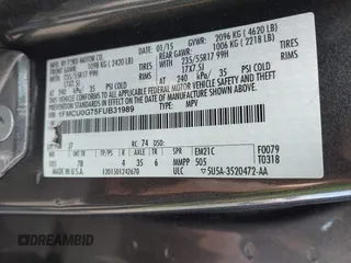 2015 Ford Escape SE with VIN 1FMCU0G75FUB31989, listed as a IAAI auction lot 42040121 with 87,068 mi miles and . Bid and sale history available at DreamBid. Image 9.