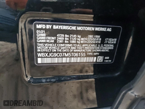 2021 BMW X1 xDrive28i with VIN WBXJG9C07M5T06155, listed as a Copart auction lot 84222754 with 18,466 mi miles and Salvage Title. Bid and sale history available at carsss.com. Image 13.