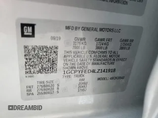 2020 Chevrolet Silverado 1500 LT Trail Boss with VIN 1GCPYFED4LZ141918, listed as a Copart auction lot 46819885 with 86,694 mi miles and Salvage Title. Bid and sale history available at carsss.com. Image 12.