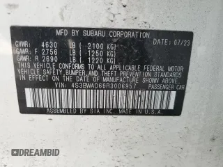 2024 Subaru Legacy Premium with VIN 4S3BWAD66R3006957, listed as a Copart auction lot 53783735 with 38,684 mi miles and Salvage title. Bid and sale history available at DreamBid. Image 12.