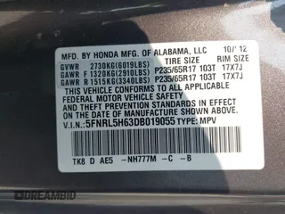 2013 Honda Odyssey EX-L с VIN 5FNRL5H63DB019055, выставлен на аукционе IAAI как лот 42411027 с пробегом 169 636 миль миль и . История ставок и продаж доступна на DreamBid. Изображение 9.