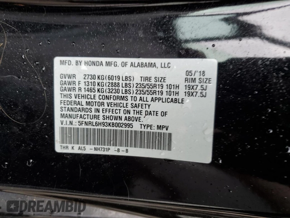 2019 Honda Odyssey Elite с VIN 5FNRL6H93KB002995, выставлен на аукционе Copart как лот 53271475 с пробегом 87 593 миль миль и Списание • Salvage title. История ставок и продаж доступна на DreamBid. Изображение 13.