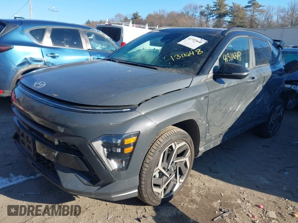 2024 Hyundai Kona N Line with VIN KM8HACA33RU166301, listed as a IAAI auction lot 41311648 with 489 mi miles. Bid and sale history available at carsss.com. Image 17.