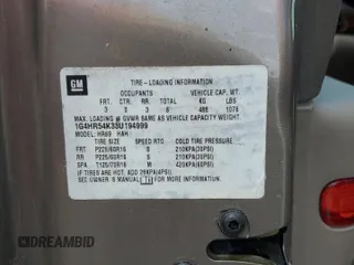 2003 Buick LeSabre Limited с VIN 1G4HR54K33U194999, выставлен на аукционе Copart как лот 56360285 с пробегом 109 596 миль миль и Списание • Salvage title. История ставок и продаж доступна на DreamBid. Изображение 12.