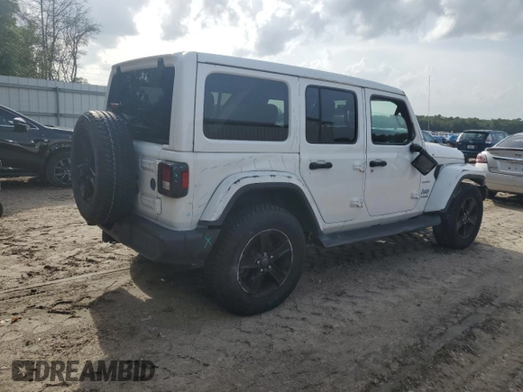 2020 Jeep Wrangler Unlimited Sahara with VIN 1C4HJXEN5LW207076, listed as a Copart auction lot 59461645 with 57,559 mi miles and Salvage title. Bid and sale history available at DreamBid. Image 3.