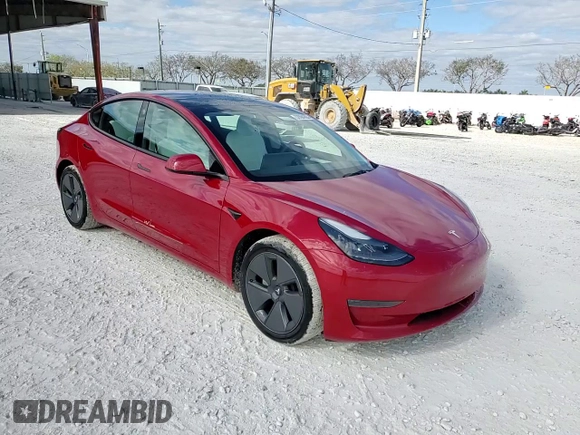 2022 Tesla Model 3 with VIN 5YJ3E1EA0NF329568, listed as a Copart auction lot 52594205 with 27,446 mi miles and Non Repairable. Bid and sale history available at carsss.com. Image 14.