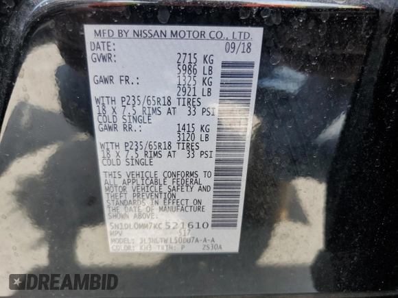 2019 Infiniti QX60 Luxe z VIN 5N1DL0MM7KC521610, wystawiony jako Copart lot #55077355 z przebiegiem 54 561 mil mil oraz Szkody całkowita. Historia ofert i sprzedaży dostępna na DreamBid. Obrazek 12.