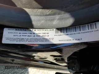 2021 Maserati Ghibli S Q4 GranLusso with VIN ZAM57YTL2M1365779, listed as a Copart auction lot 68241794 with 36,699 mi miles and Salvage Title. Bid and sale history available at carsss.com. Image 14.