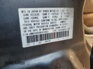 2011 Honda Fit Sport with VIN JHMGE8H59BC015921, listed as a Copart auction lot 49580215 with Not Provided miles and Salvage Title. Bid and sale history available at DreamBid. Image 14.
