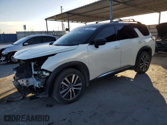 2022 Nissan Pathfinder Platinum z VIN 5N1DR3DH9NC235801, wystawiony jako Copart lot #89058675 z przebiegiem 49 260 mil mil oraz Szkoda całkowita • Salvage title. Historia ofert i sprzedaży dostępna na DreamBid. Obrazek 1.