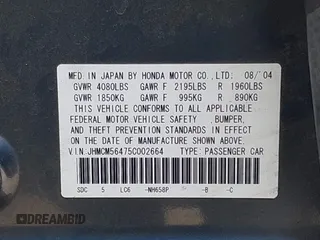 2005 Honda Accord LX z VIN JHMCM56475C002664, wystawiony jako IAAI lot #41968235 z przebiegiem 196 004 mil mil oraz . Historia ofert i sprzedaży dostępna na DreamBid. Obrazek 9.