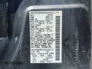 2008 Nissan Pathfinder LE z VIN 5N1AR18U08C661055, wystawiony jako IAAI lot #42792867 z przebiegiem 386 235 mil mil oraz . Historia ofert i sprzedaży dostępna na DreamBid. Obrazek 9.