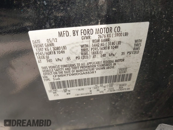 2013 Ford Explorer XLT z VIN 1FM5K7D90DGA55381, wystawiony jako IAAI lot #42194078 z przebiegiem 200 714 mil mil oraz . Historia ofert i sprzedaży dostępna na DreamBid. Obrazek 9.