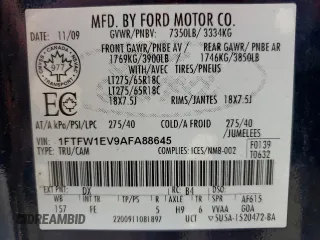 2010 Ford F-150 XL with VIN 1FTFW1EV9AFA88645, listed as a Copart auction lot 52750215 with 149,412 mi miles and Clean Title. Bid and sale history available at carsss.com. Image 12.