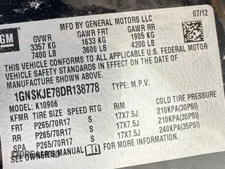 2013 Chevrolet Suburban LT with VIN 1GNSKJE78DR138778, listed as a Copart auction lot 55407775 with 100,121 mi miles and Clean Title. Bid and sale history available at DreamBid. Image 10.