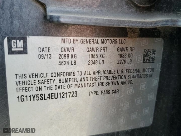 2014 Chevrolet Impala LS with VIN 1G11Y5SL4EU121723, listed as a Copart auction lot 51748365 with 0 mi miles and Clean Title. Bid and sale history available at carsss.com. Image 12.