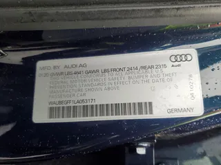 2020 Audi A3 Sedan S line Premium with VIN WAUBEGFF1LA053171, listed as a Copart auction lot 54050194 with 33,318 mi miles and Salvage Title. Bid and sale history available at carsss.com. Image 15.