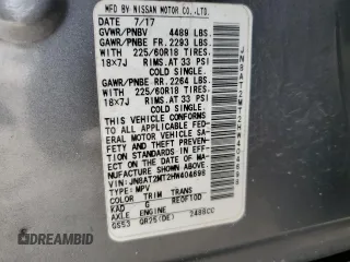2017 Nissan Rogue S z VIN JN8AT2MT2HW404698, wystawiony jako Copart lot #58554905 z przebiegiem 146 650 mil mil oraz Szkoda całkowita • Salvage title. Historia ofert i sprzedaży dostępna na DreamBid. Obrazek 13.