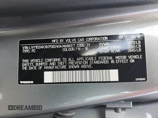 2019 Volvo S90 Momentum с VIN LVY102AKXKP082404, выставлен на аукционе Copart как лот 51883283 с пробегом 89 108 миль миль и . История ставок и продаж доступна на DreamBid. Изображение 12.