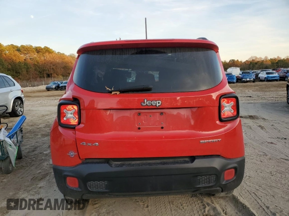2017 Jeep Renegade Sport with VIN ZACCJBAB5HPF02529, listed as a Copart auction lot 80759394 with 130,906 mi miles and Salvage Title. Bid and sale history available at carsss.com. Image 6.