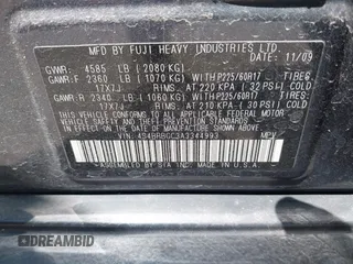 2010 Subaru Outback Premium All-Weather Anniversary with VIN 4S4BRBGC3A3344993, listed as a IAAI auction lot 42393450 with 117,439 mi miles and . Bid and sale history available at DreamBid. Image 9.