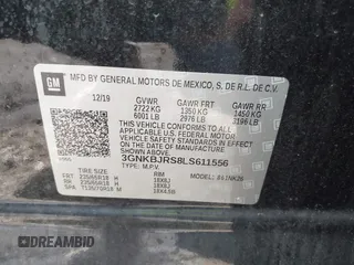 2020 Chevrolet Blazer LT with VIN 3GNKBJRS8LS611556, listed as a IAAI auction lot 41211060 with 68,653 mi miles and . Bid and sale history available at DreamBid. Image 9.