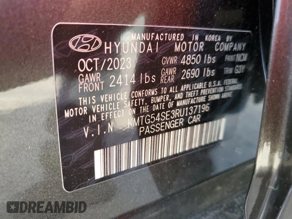 2024 Genesis G70 Sport Advanced with VIN KMTG54SE3RU137196, listed as a Copart auction lot 76329834 with 1,348 mi miles and Salvage Title. Bid and sale history available at DreamBid. Image 14.