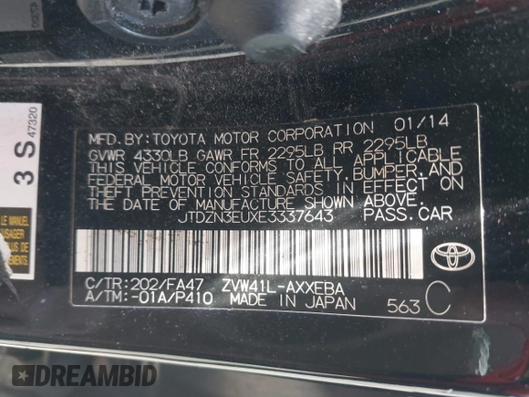 2014 Toyota Prius Two с VIN JTDZN3EUXE3337643, выставлен на аукционе IAAI как лот 42319705 с пробегом 106 813 миль миль и . История ставок и продаж доступна на DreamBid. Изображение 9.