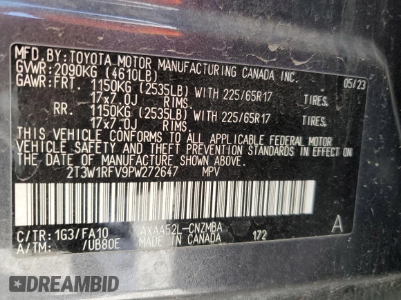 2023 Toyota RAV4 XLE with VIN 2T3W1RFV9PW272647, listed as a Copart auction lot 47426875 with 31,427 mi miles and Salvage Title. Bid and sale history available at carsss.com. Image 13.