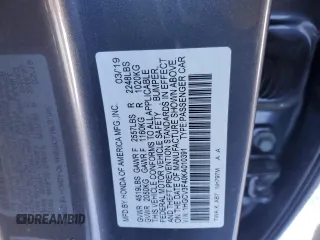 2019 Honda Accord EX z VIN 1HGCV3F40KA010391, wystawiony jako Copart lot #88291595 z przebiegiem 56 285 mil mil oraz Szkoda całkowita • Salvage title. Historia ofert i sprzedaży dostępna na DreamBid. Obrazek 14.