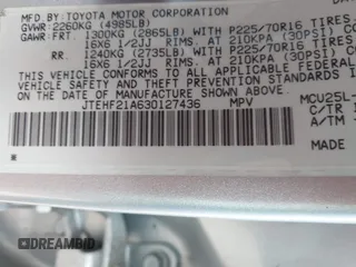 2003 Toyota Highlander z VIN JTEHF21A630127436, wystawiony jako IAAI lot #42098538 z przebiegiem 123 561 mil mil oraz . Historia ofert i sprzedaży dostępna na DreamBid. Obrazek 9.