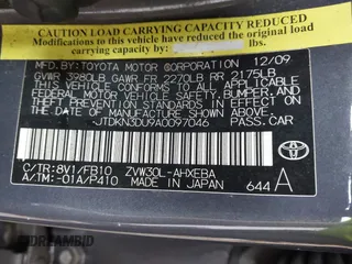2010 Toyota Prius II with VIN JTDKN3DU9A0097046, listed as a IAAI auction lot 42113253 with 238,589 mi miles. Bid and sale history available at carsss.com. Image 9.
