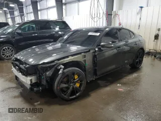 2023 Genesis G70 3.3T with VIN KMTG54TE2PU125150, listed as a Copart auction lot 47024885 with 21,529 mi miles and Salvage Title. Bid and sale history available at carsss.com. Image 1.